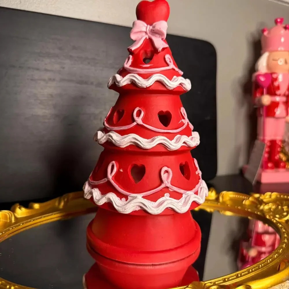 Valentine LED Heart Tree Decor Red Pink Light-Up Shelf Sculpture NWT